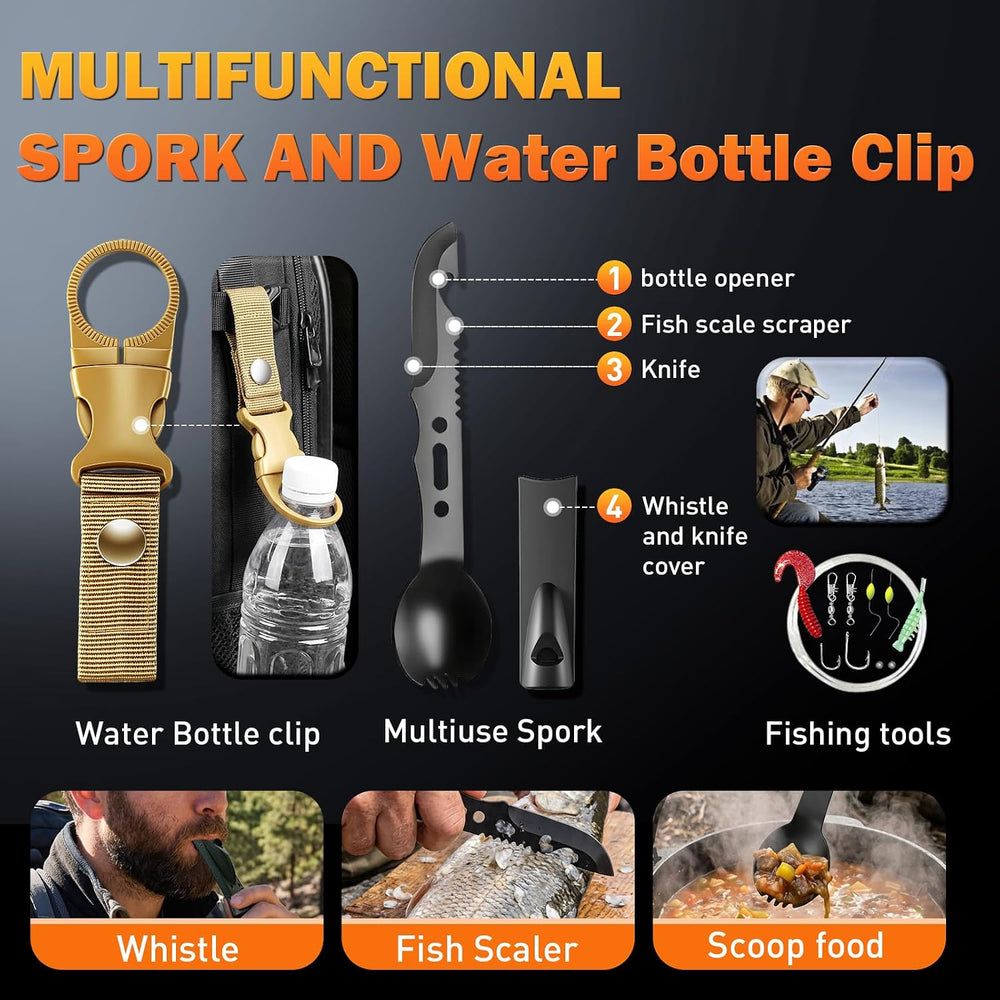27-in-1 Survival Gear Kit, Camping Tools for Hiking, Fishing & Emergencies