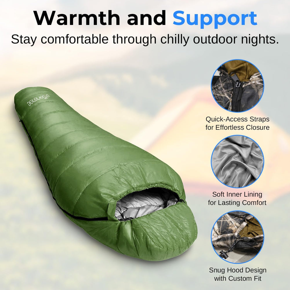 SereneLife 0 Degree Mummy Sleeping Bag – Military-Style, Lightweight & Wa...
