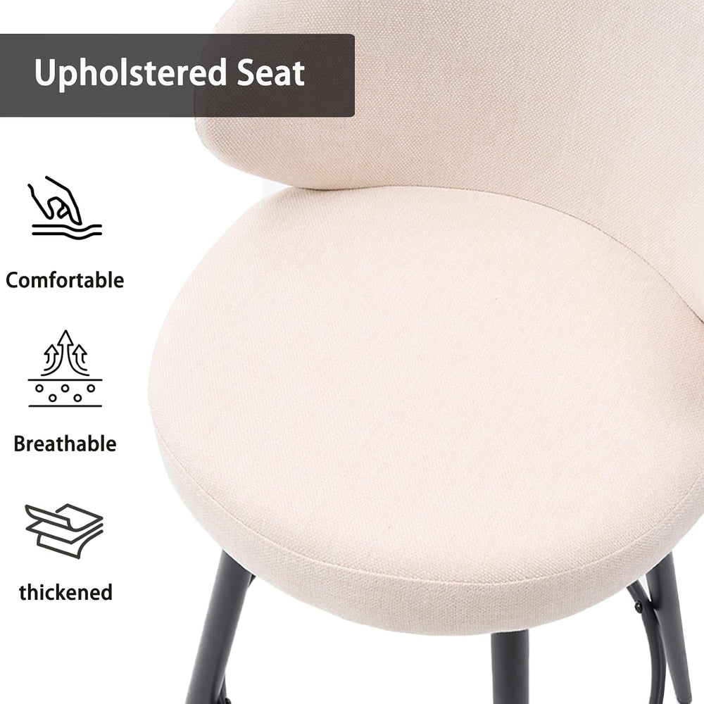 Bar Stools Set of 2, 360° Swivel Breathable Fabric Kitchen Counter Height Sto...