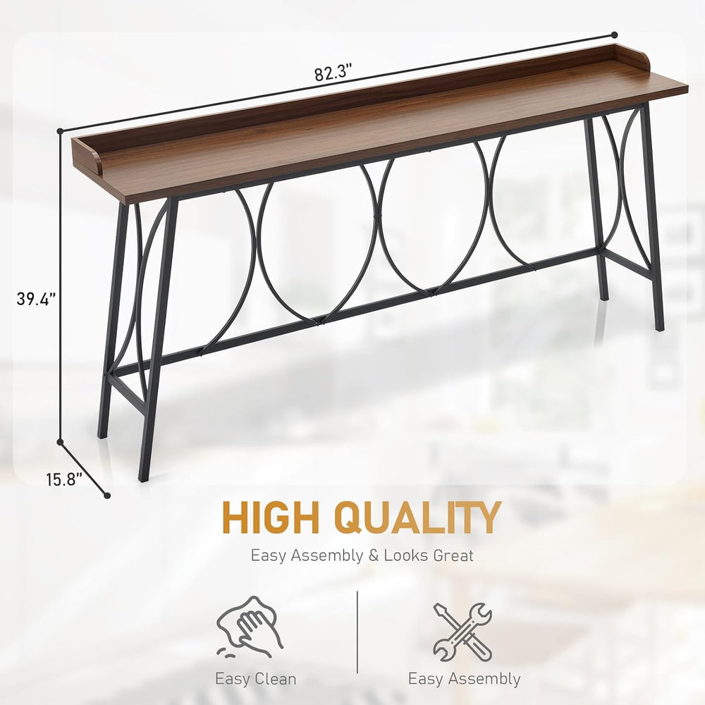 Karl home 82.3" Wood Bar Height Table, High Top Counter, Brown