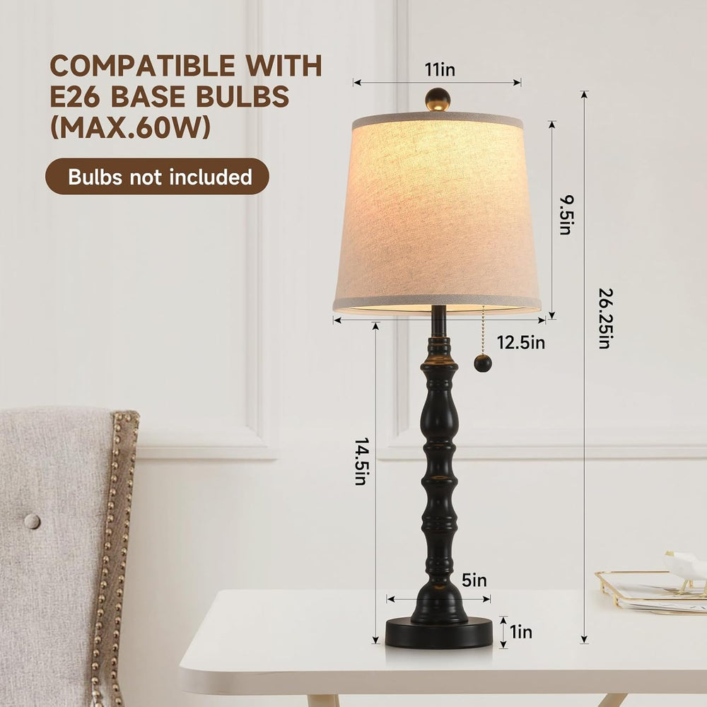 Lamps Set of 2 Modern Farmhouse Table Lamp Bedside Reading Lamps Living Room ...