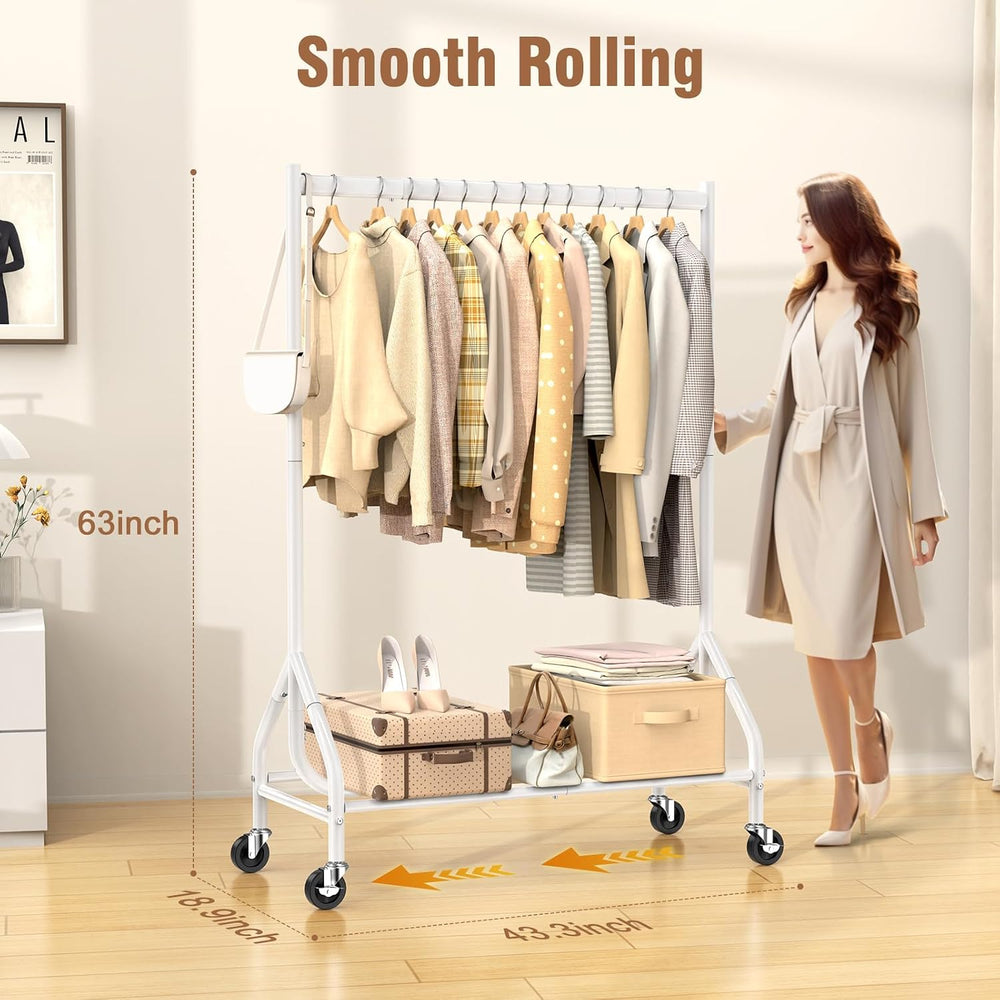 EAGMAK Heavy Duty Clothes Rack Load 420 LBS, Rolling Garment Rack with Lockab...