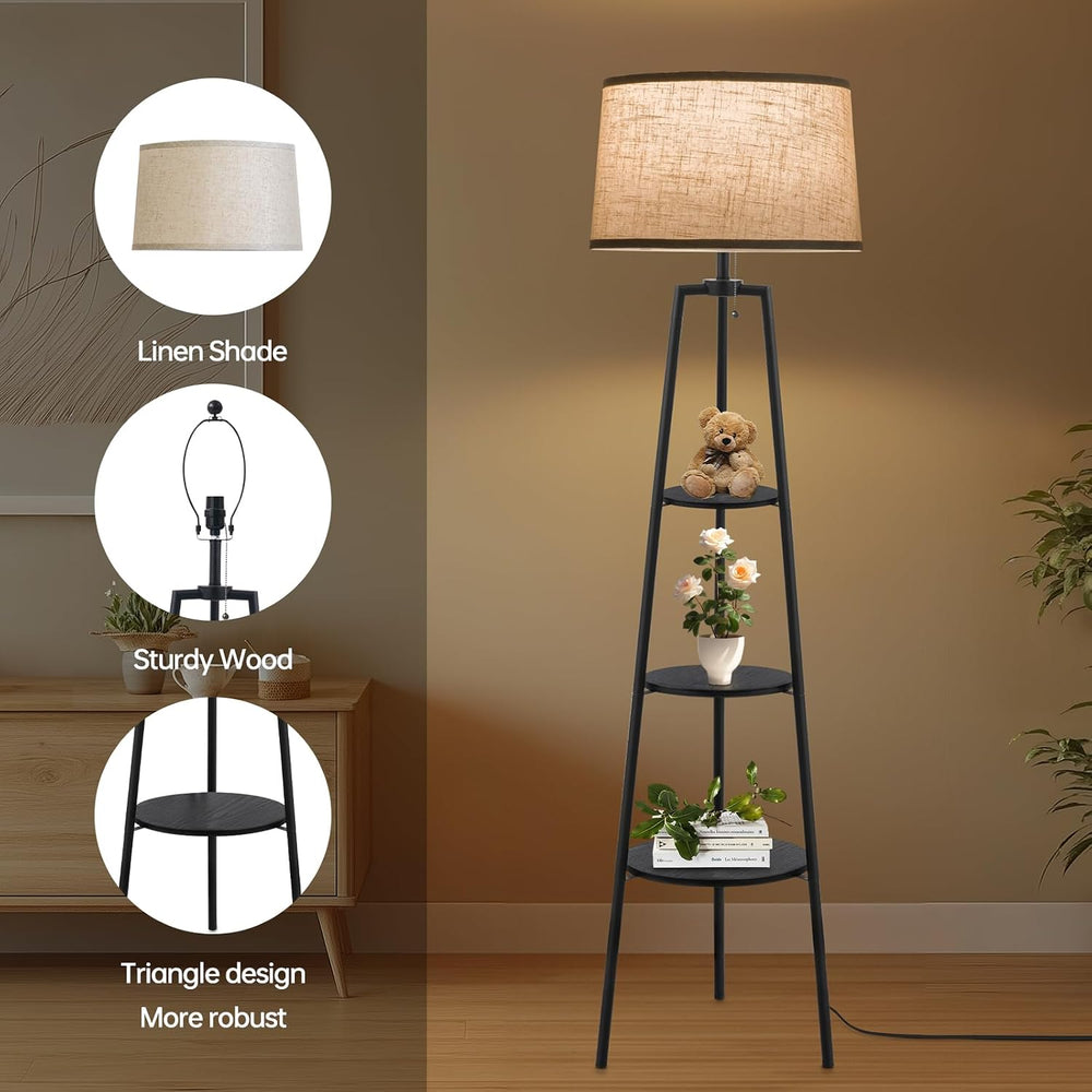 EOEYYOYB 3 Tier Shelf Floor Lamps for Living Room, Modern Standing Lamp with ...