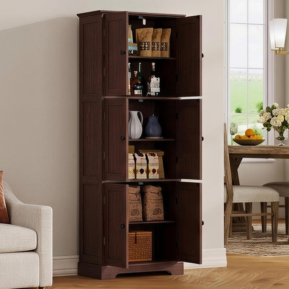ChooChoo 63.2" Tall Bathroom Storage Cabinet with 6 Doors, Pantry Cabinet