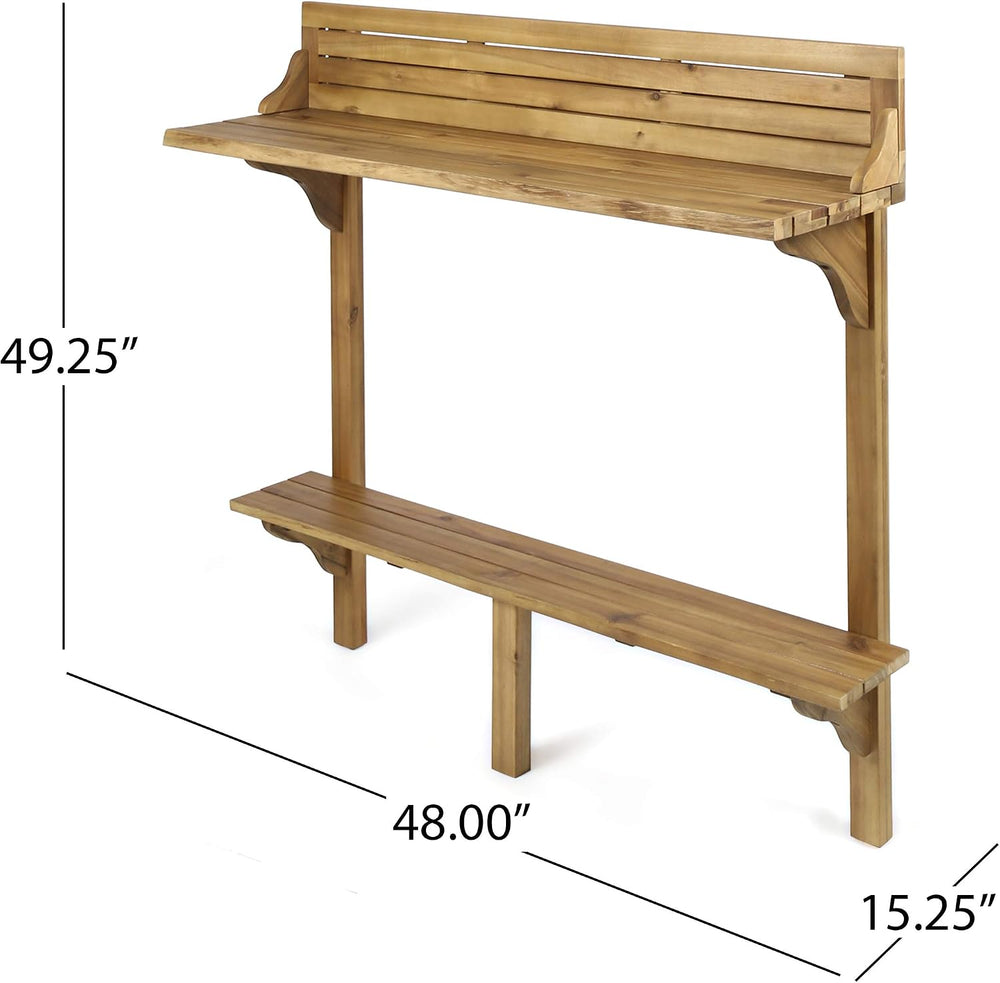 Christopher Knight Home Caribbean Outdoor Acacia Wood Balcony Bar Set, 3-Pcs ...