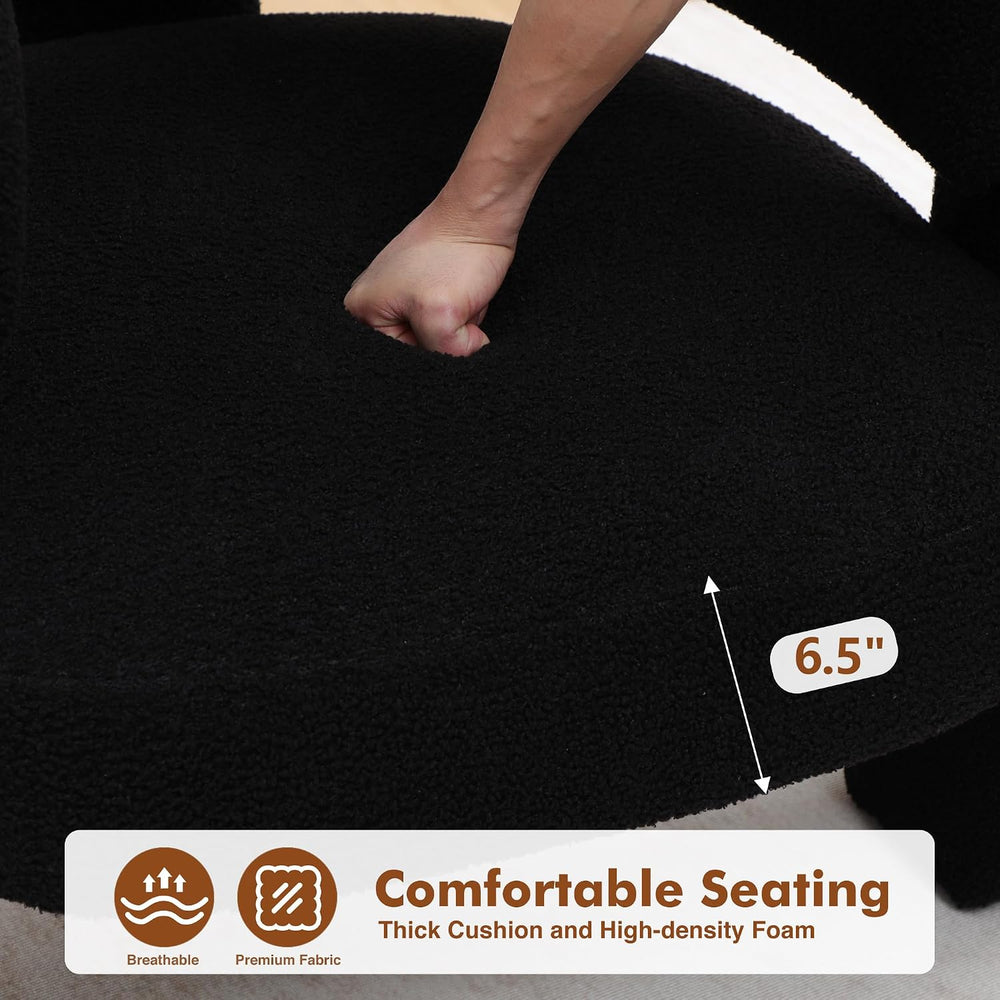 Accent Chair for Living Room, Modern Sherpa Barrel Chair, Upholstered Living ...