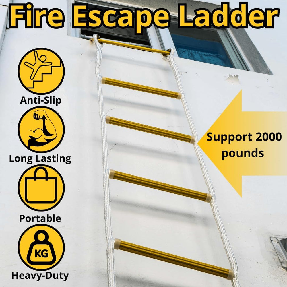 Two Story Fire Escape Ladder 13 ft with Stand-Off Stabilizers