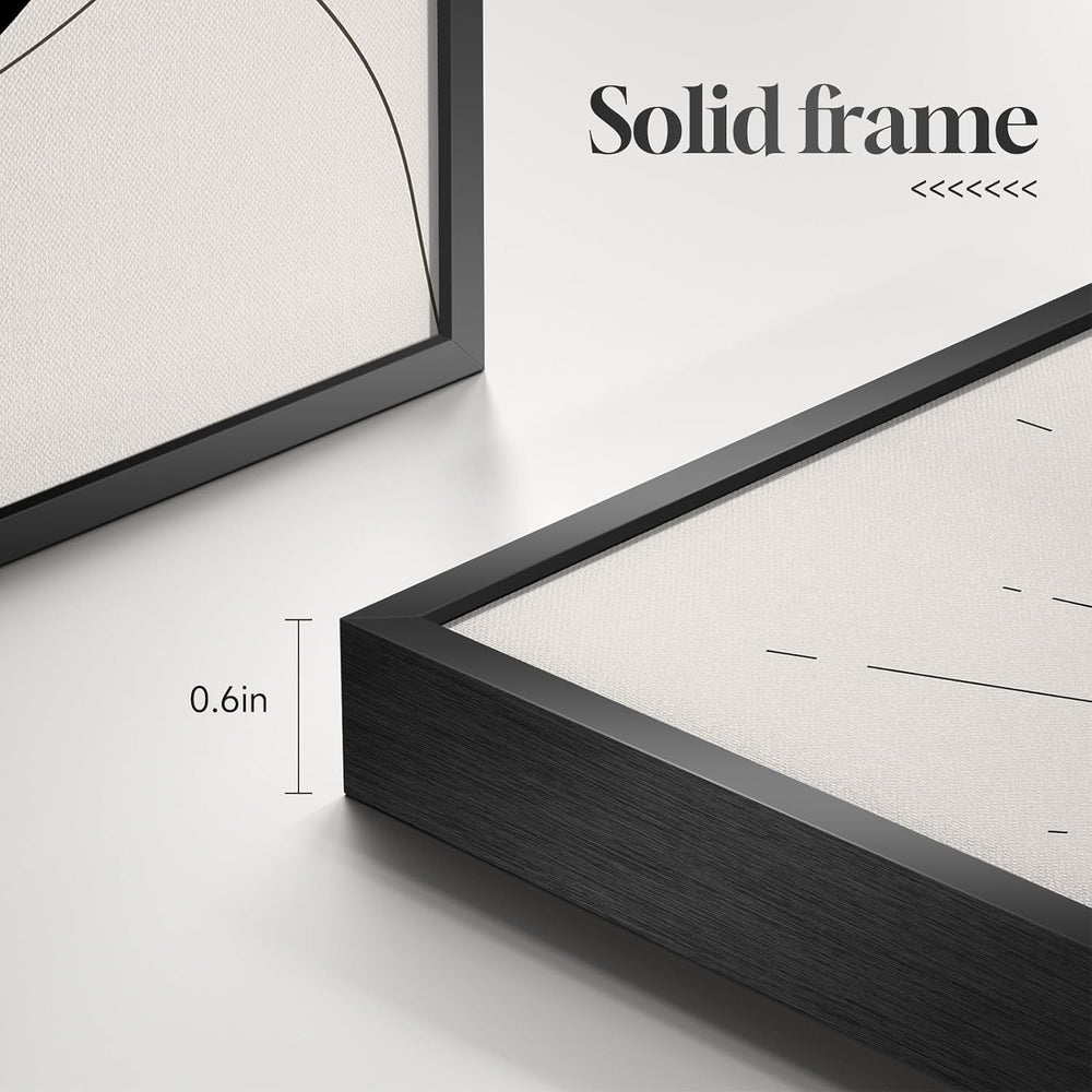 Framed Black and White Modern Abstract Wall Art for Living Room, 6 Pieces