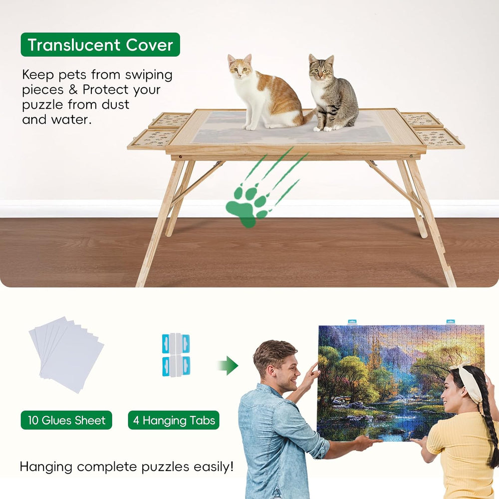 TEAKMAMA 1500 Pieces Puzzle Table, 27.6"H Puzzle Board with Legs for Adults