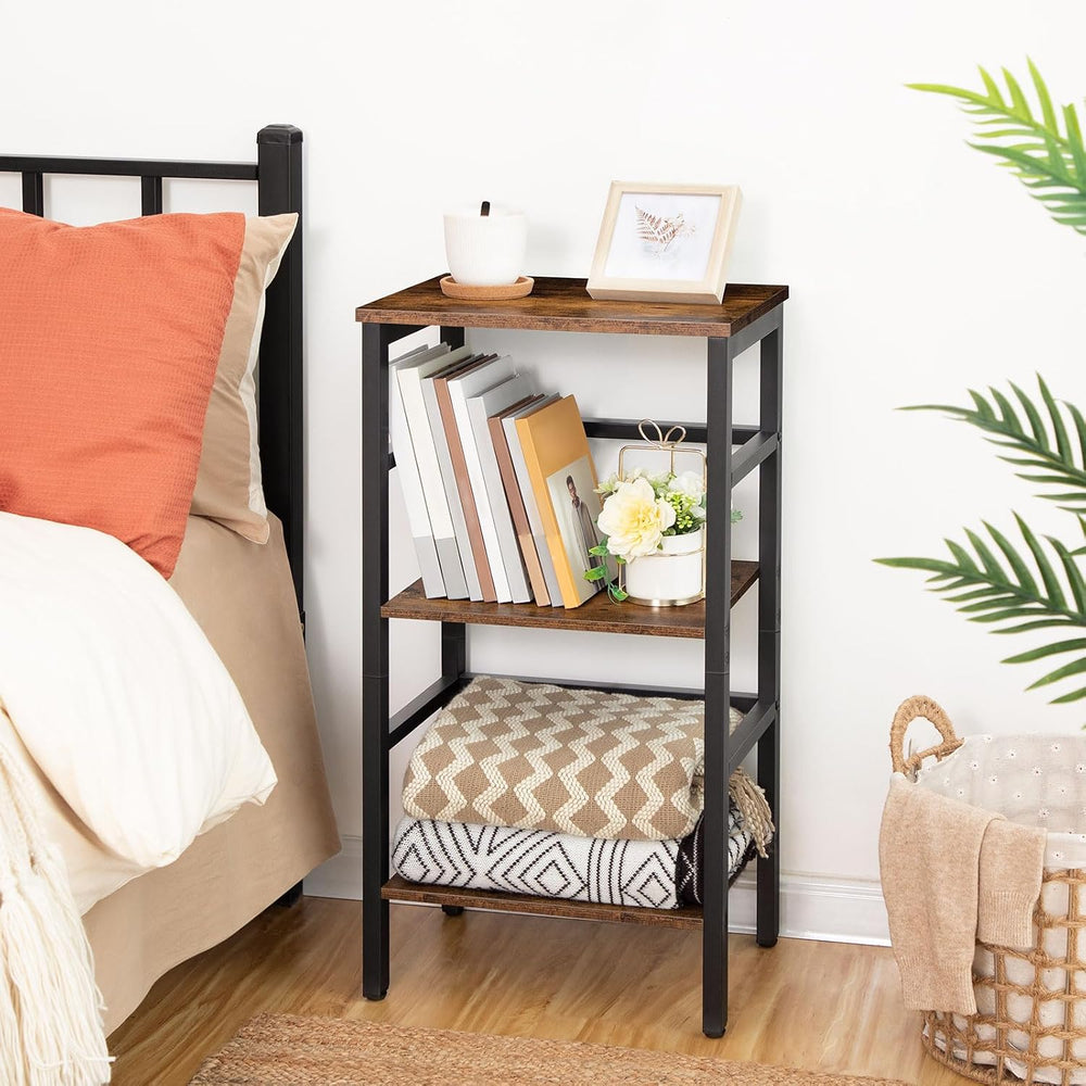 HOOBRO 3 Tier Bookshelf, Small Narrow Bookshelf, Record Storage Rack with Sid...