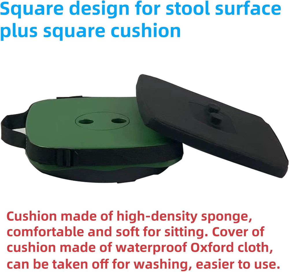 Collapsible Camping Stool with Seat Cushion & Nylon Bag, Square Portable ...