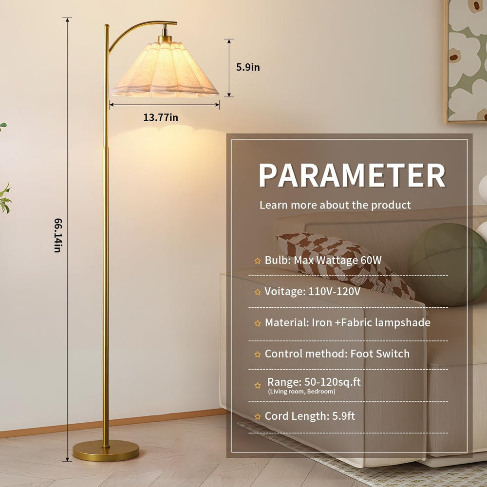 Floor Lamp with Pleated Linen Lampshade, Modern Flower Floor Lamp for Living ...