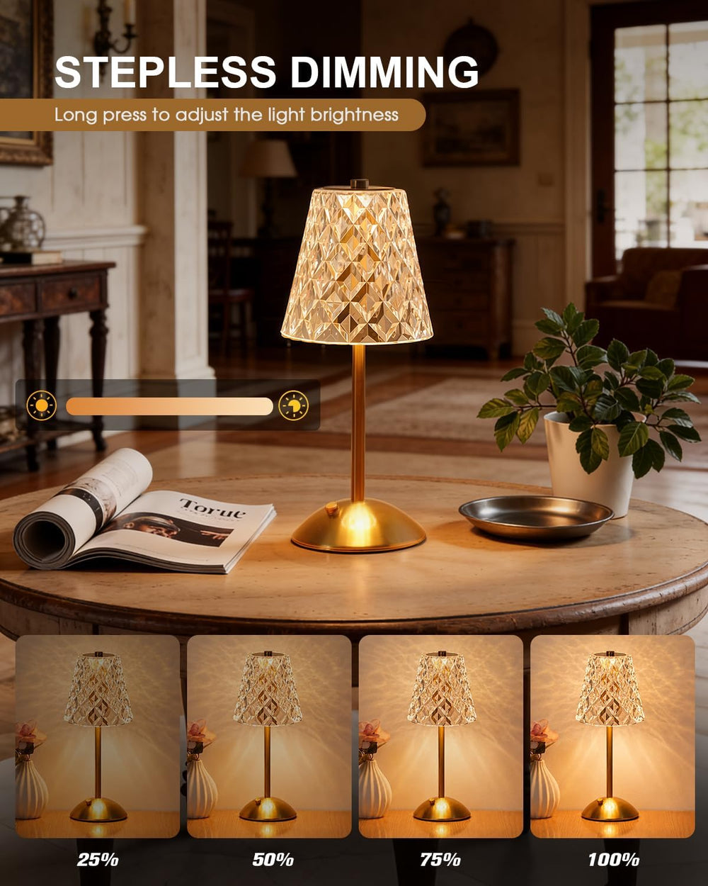 Nusogon 2 Pack Rechargeable Cordless Table Lamp, Touch Control Desk Lamp