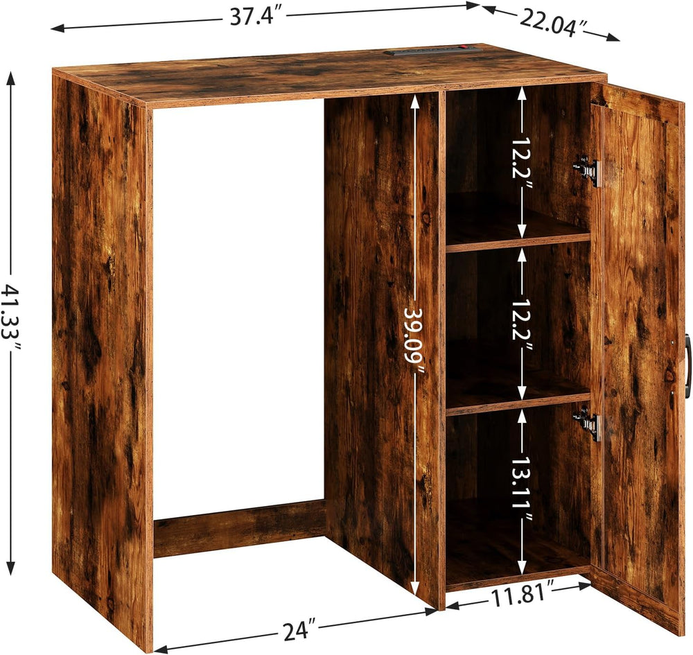 Herture Mini Fridge Cabinet with Storage,Home Bar Wine Cabinet