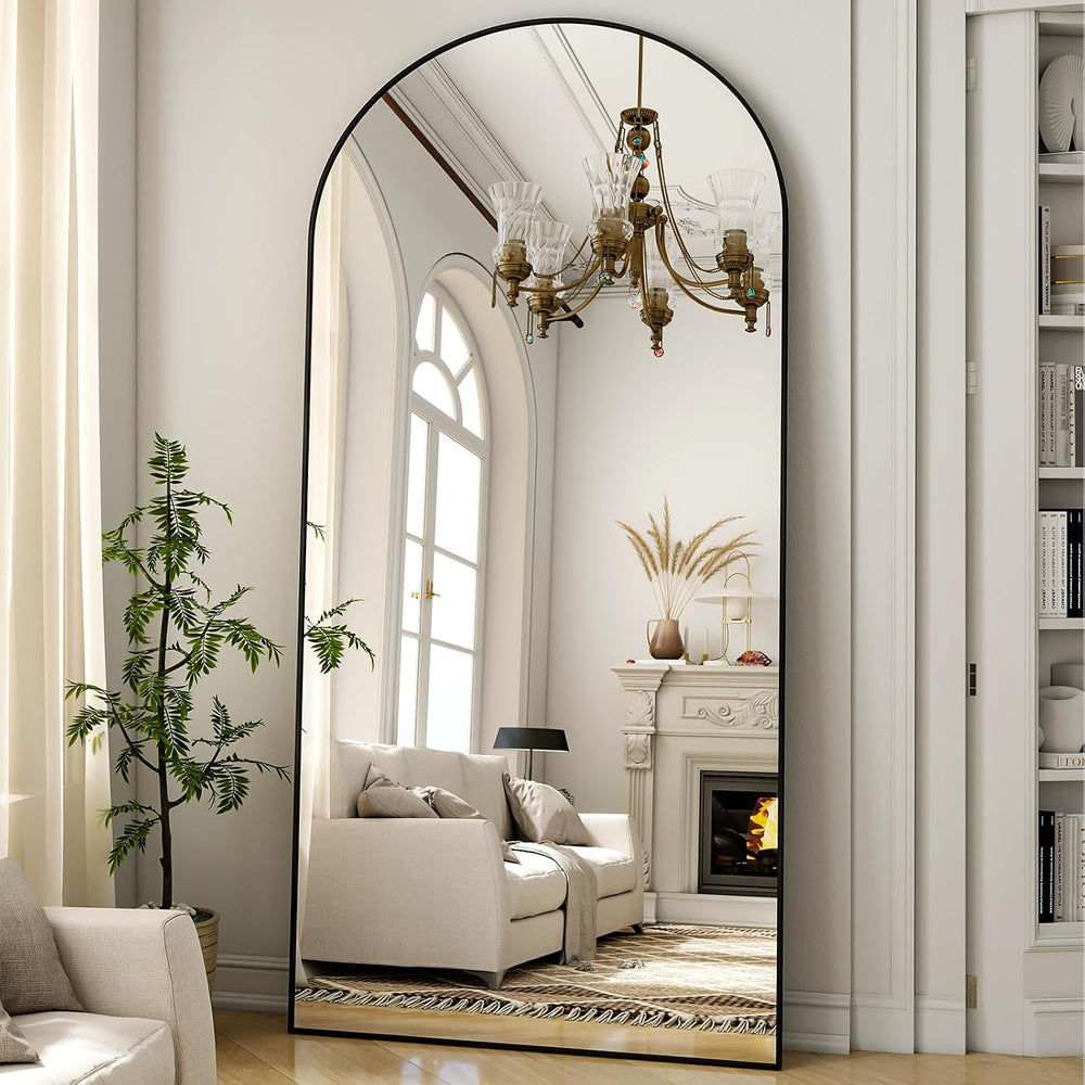 Arched Full Length Mirror 71"x26" Leaning Hanging Decor Black