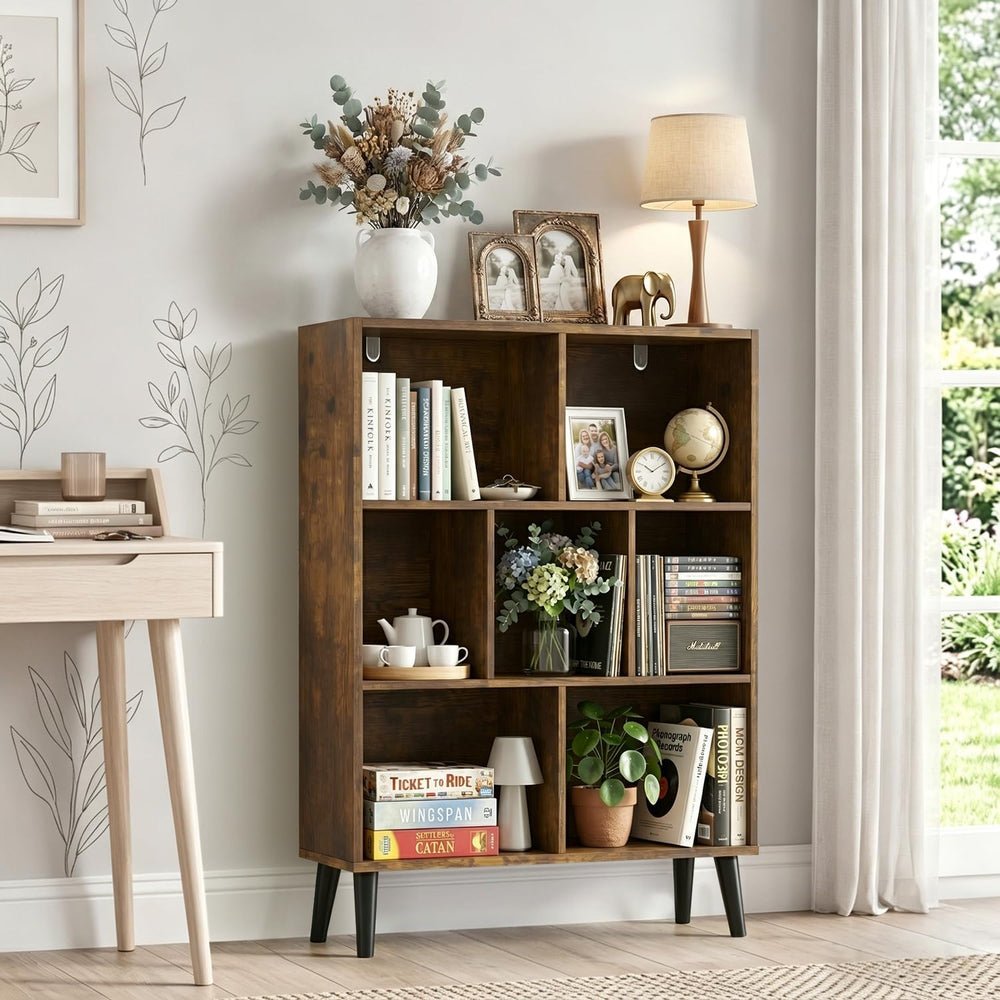 7 Cube Storage Organizer Shelf,Open Cube Bookshelf with Legs