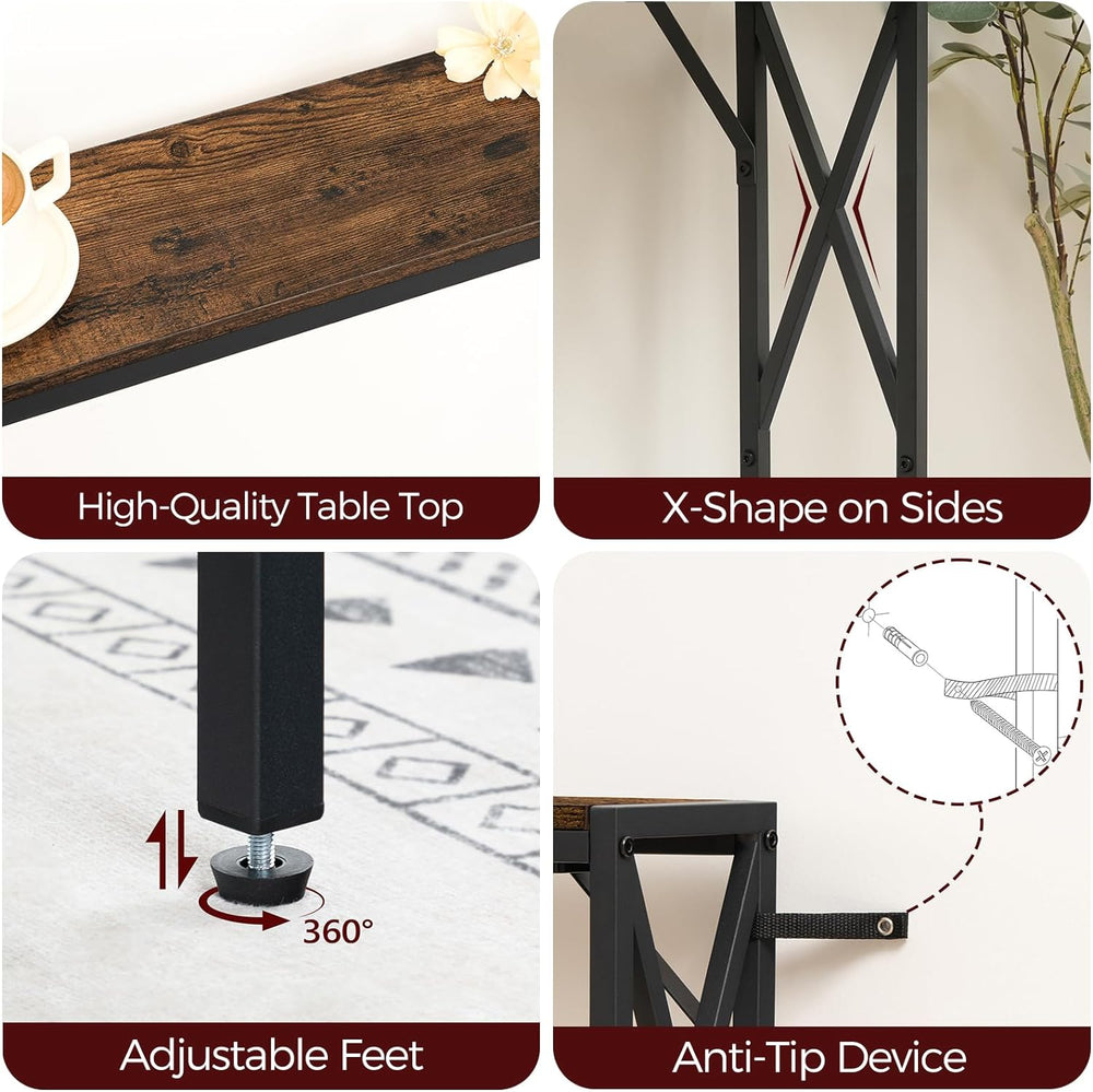 MAHANCRIS 78.7" Narrow Console Sofa Table with Charging Station, 2 Pack