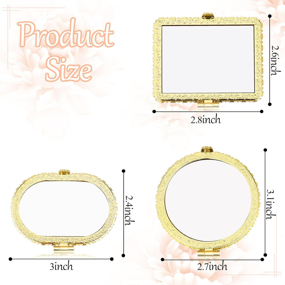 Blulu 24 Pcs Compact Mirrors for Purse Bulk Floral Pocket Mirror, Gold Edge