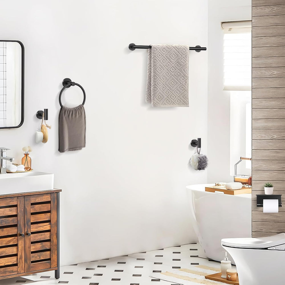 TQKAG Bathroom Hardware Set Black, 5 Piece Bathroom Towel Bar Holder Sets