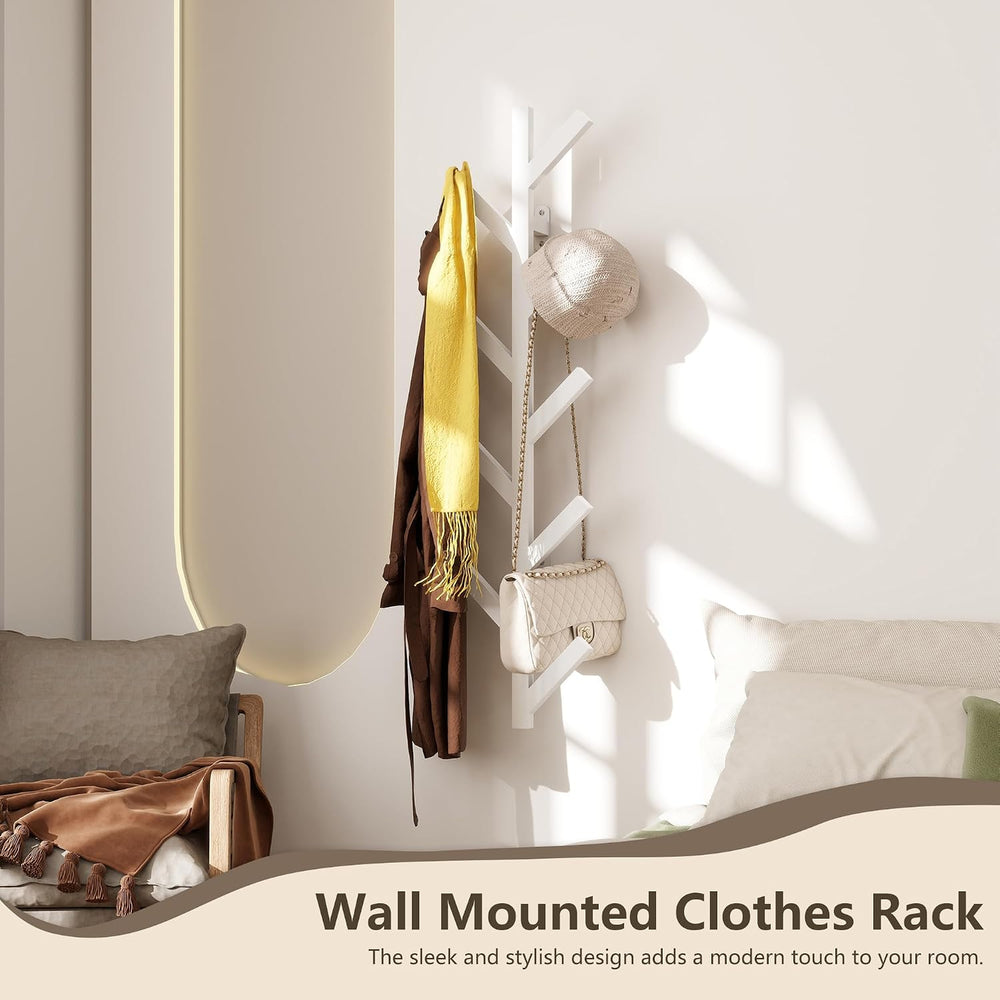 Vlush Wall-Mounted Metal Coat Rack with 9 Hooks White coat hooks