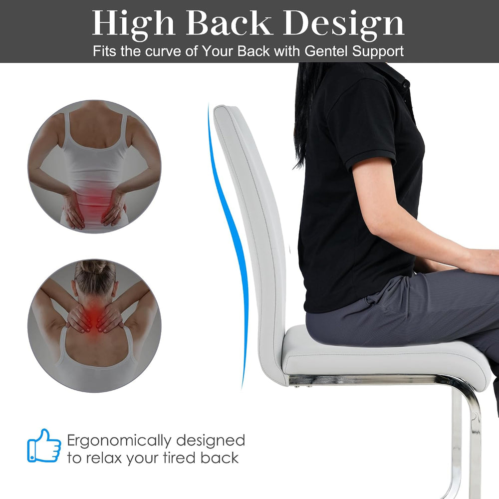 Modern Dining Chairs Set of 4 PU Faux Leather High Back Upholstered Chairs wi...