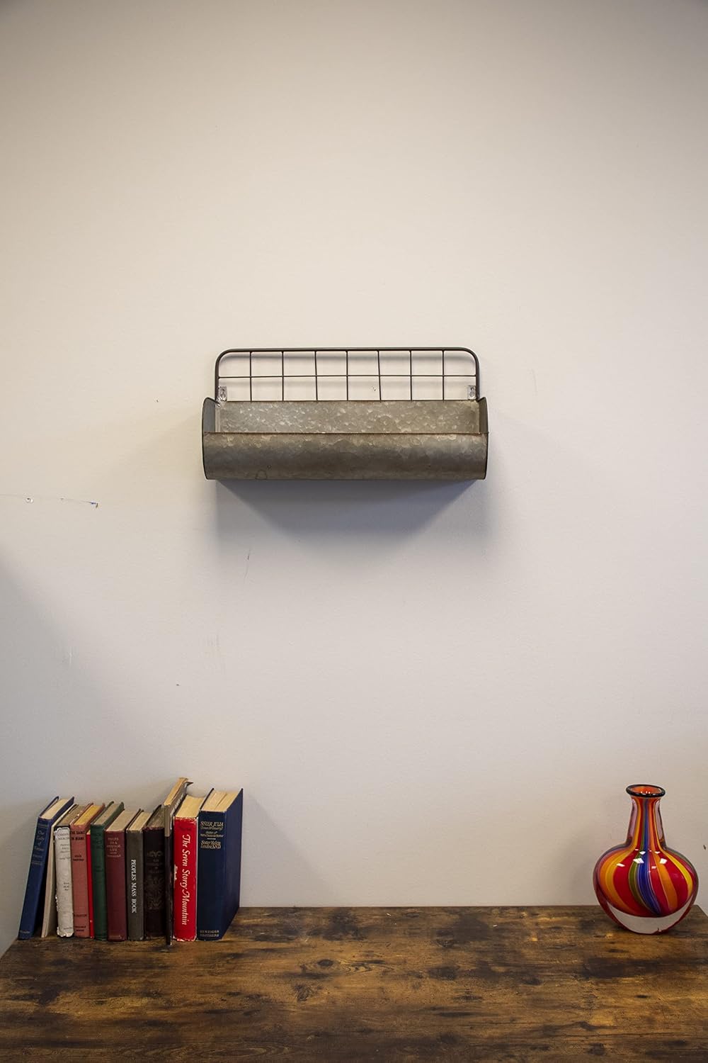 VILLAGE GIFT IMPORTERS Rustic Farmhouse-Style Wall Shelf, Full Metal Construc...