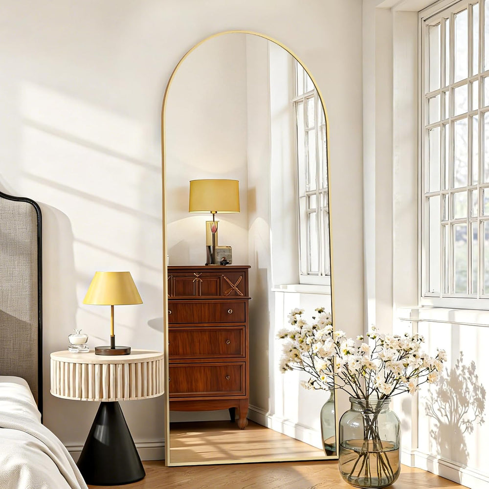 Mirror Full Length 64"x21", Arched Full Body Floor Mirrors with Stand