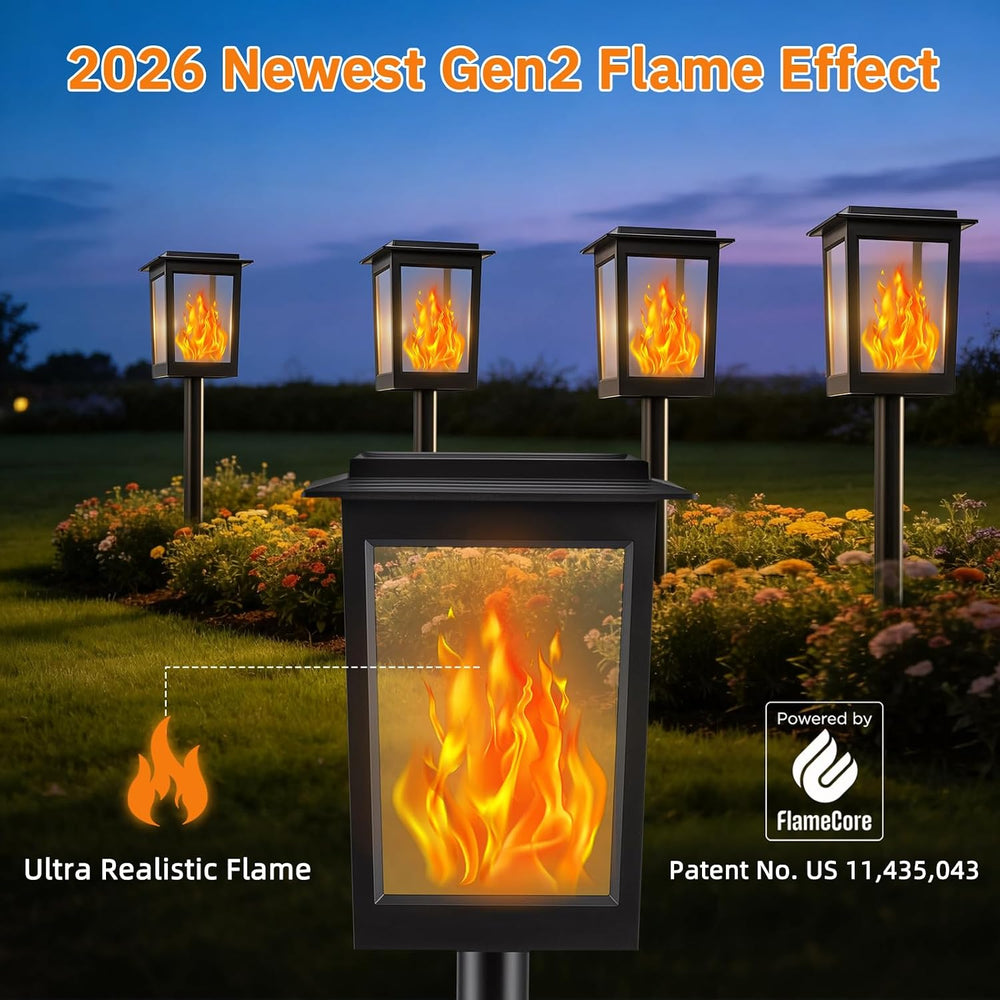 KYEKIO Large Size & Gen2 Flame Solar Torch Lights for Halloween Decorations