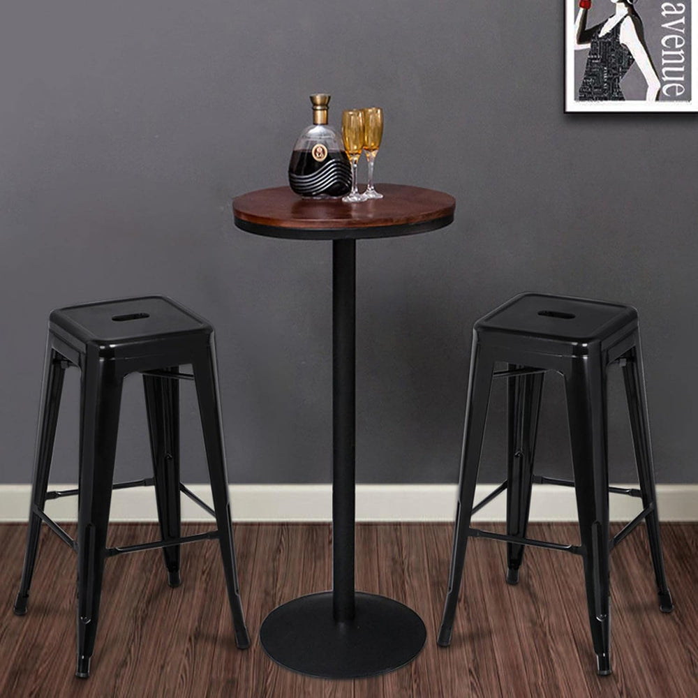 Yaheetech 30 Inch Metal Bar Stools Set of 4, Stackable Barstools, Black