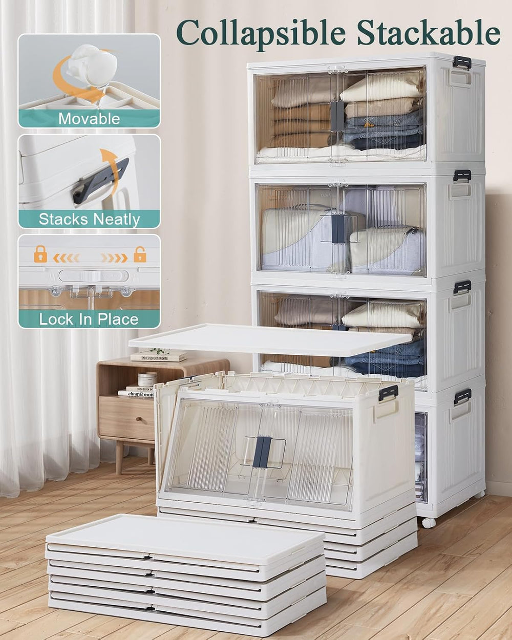 OlarHike 97QT Storage Bins with Lids for Closet, Garage, Shelves, 5 Pack