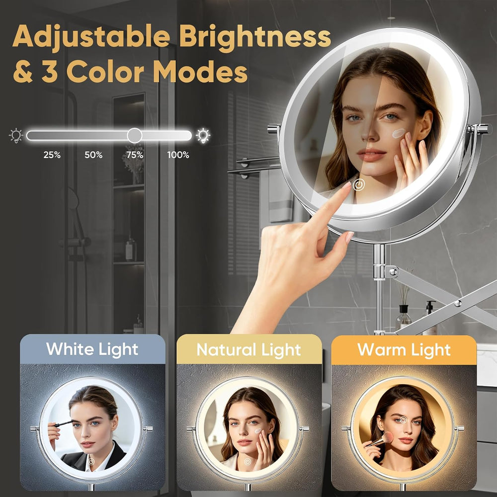 8" Rechargeable Wall Mounted Makeup Mirror Double Sided Magnifying