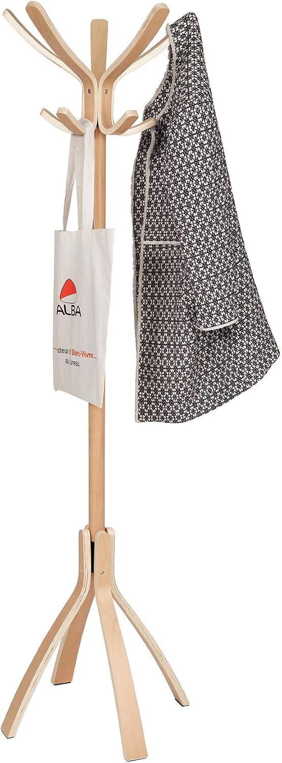 Alba Wooden Floor Coat Stand, Light Brown
