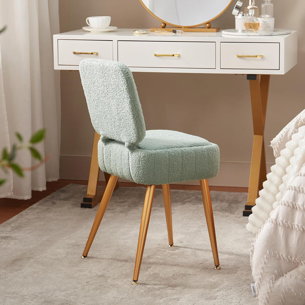 Vanity Chair with Storage Stool with Folding Back Makeup Chair