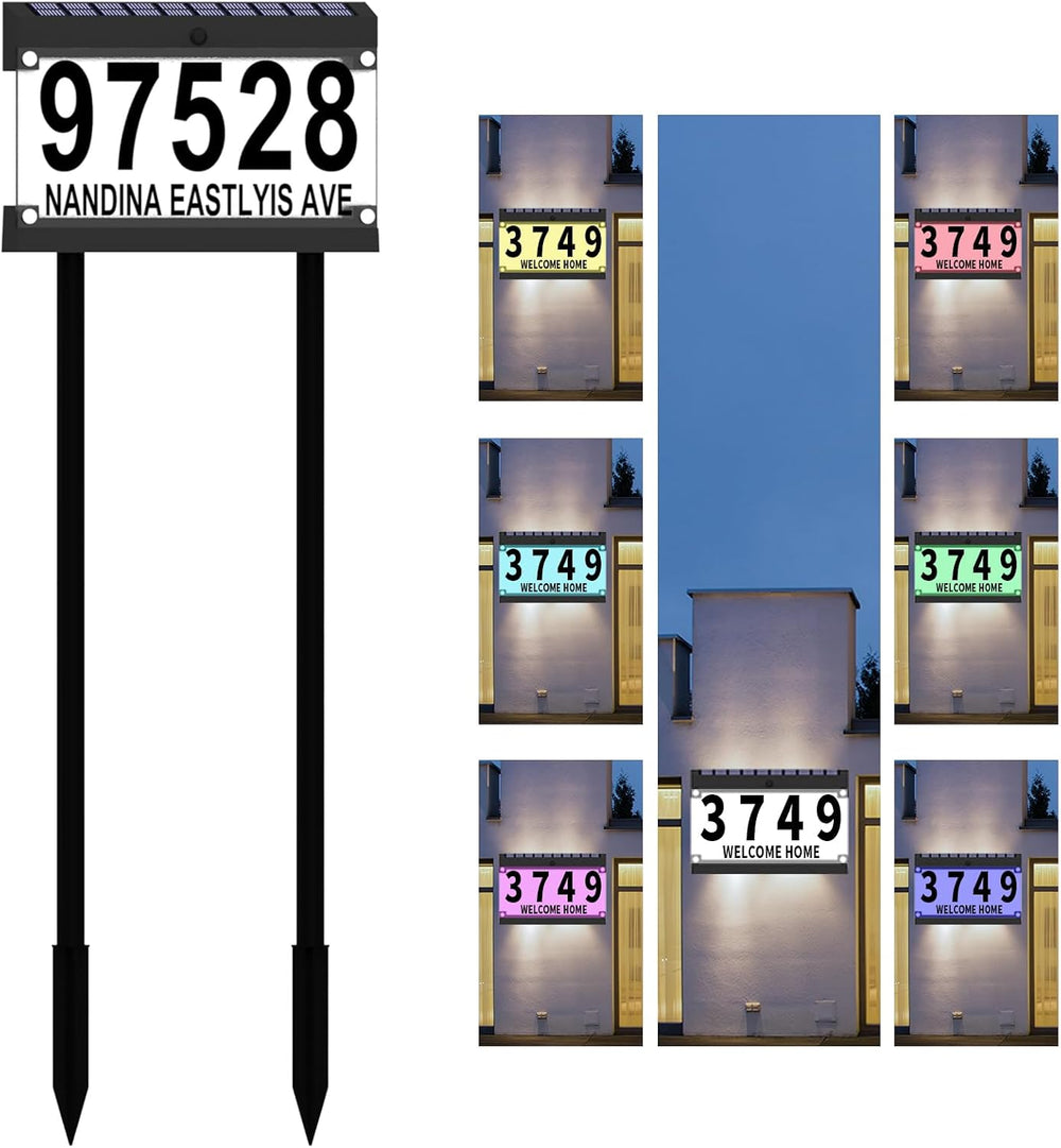 Acrylics Solar Address Numbers Sign for House with Double Stakes