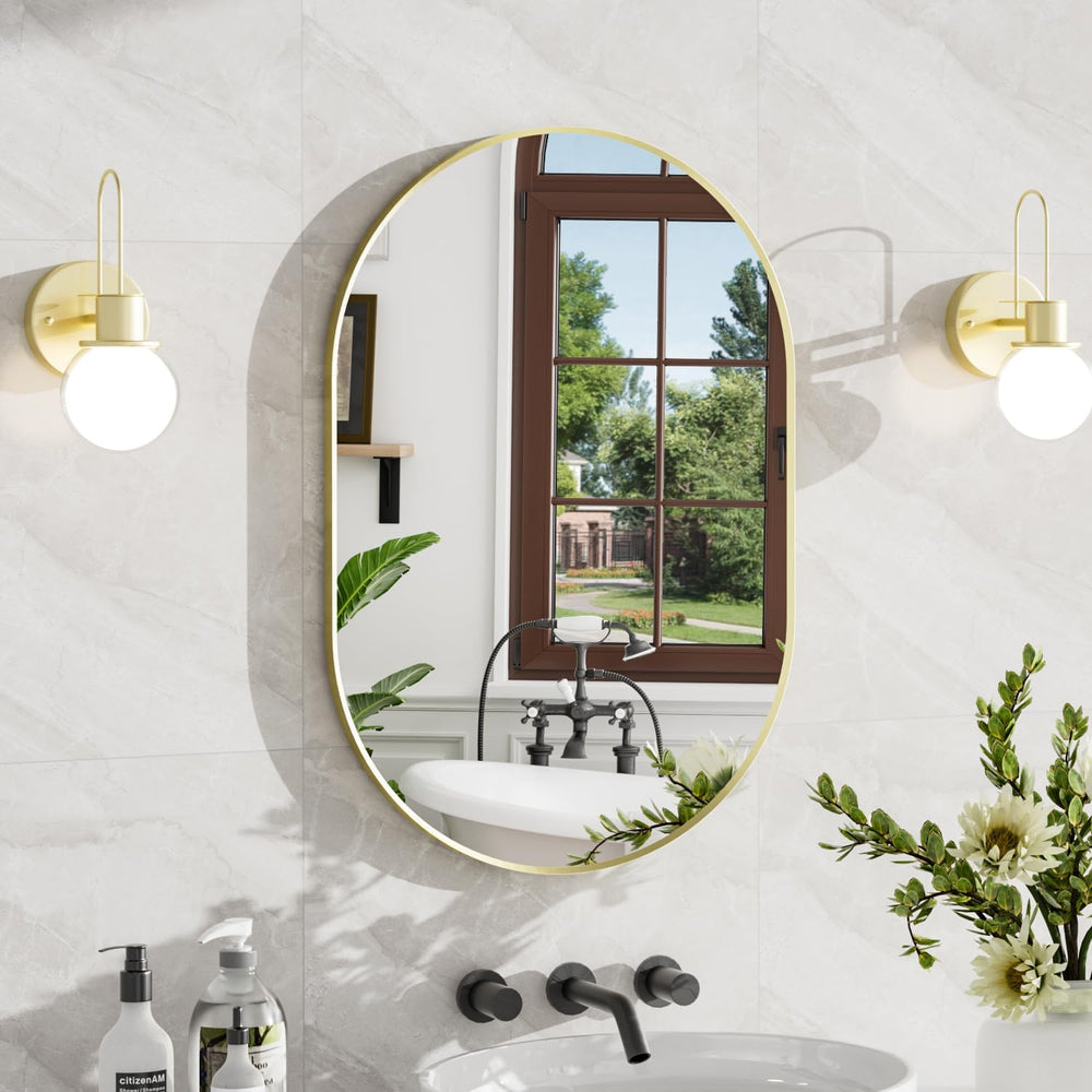 20"x30" Brushed Gold Oval Bathroom Mirror for Over Sink, Vanity Mirror