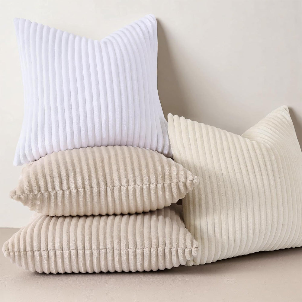 Simmore Fall Soft White Flannel Throw Pillow Covers 26X26 Set of 2