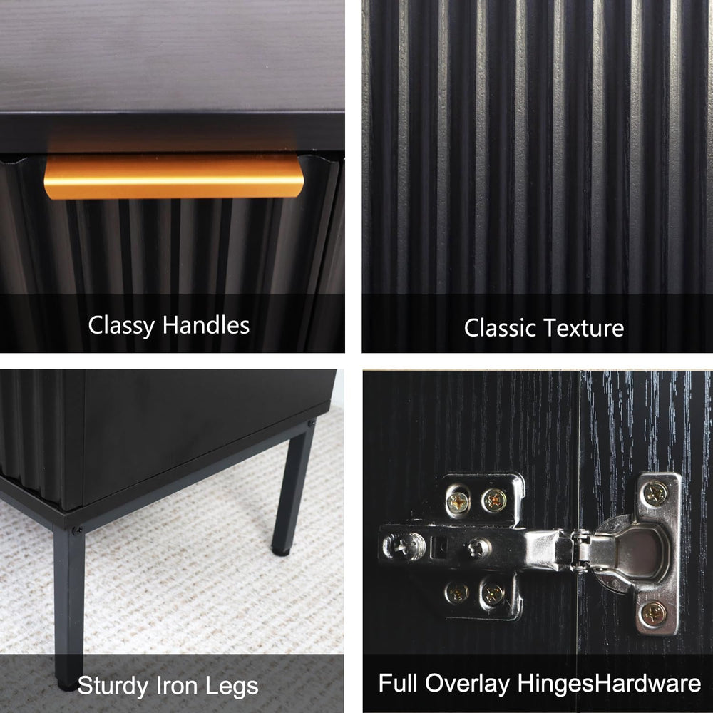 Fluted Sideboard, Buffet Cabinet with Storage(Black