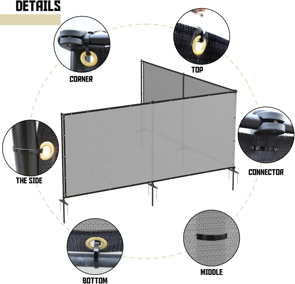 TANG 5'x24' Outdoor Privacy Screen FreeStanding, 220GSM Mesh Fencing ...