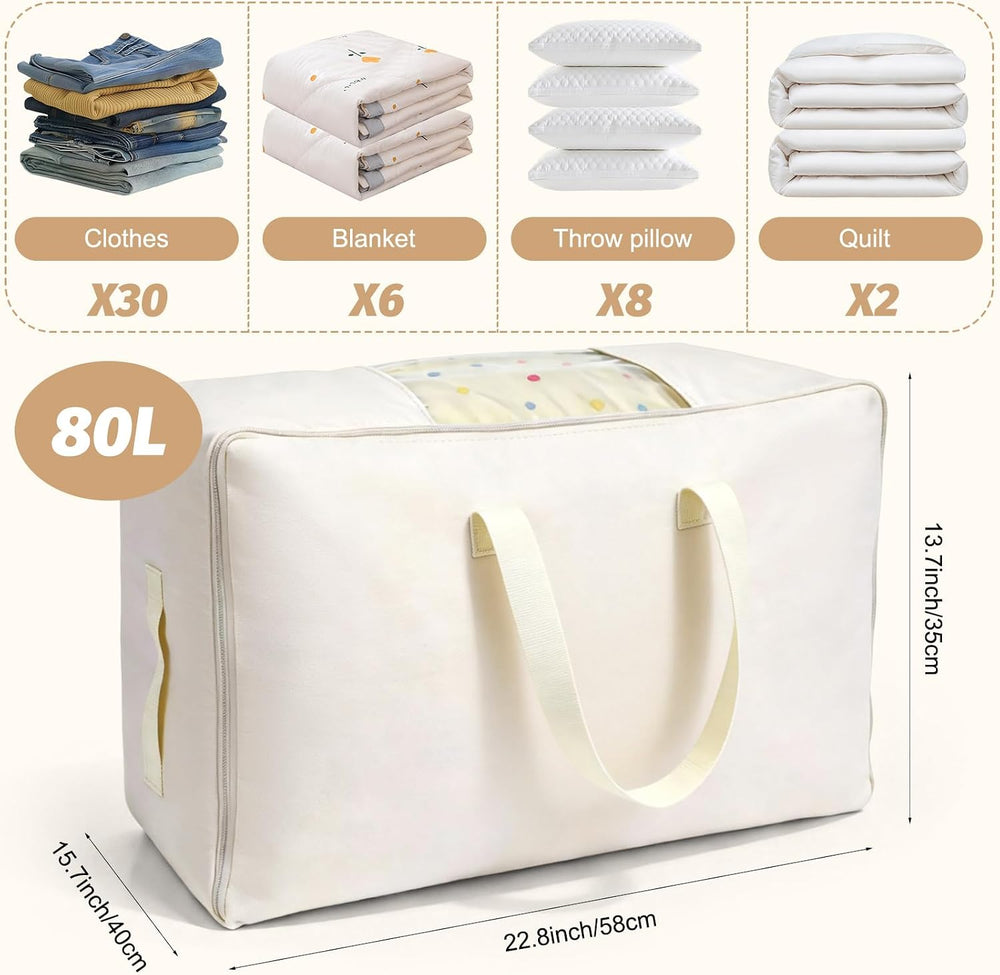 Soft Large Canvas Storage Bags with Zipper. Thick Breathable. Four Carrying H...