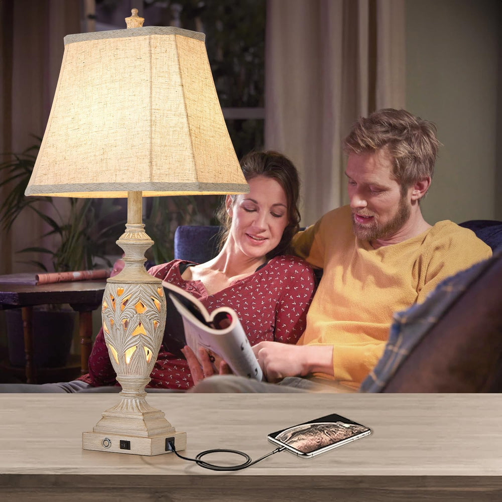 AIDENOEY 29.5" Table Lamp Set of 2 with Nightlight, Separate Touch Switch