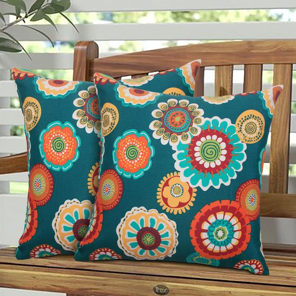 Magpie Fabrcis Pack of 2 Outdoor Waterproof Throw Pillow with Insert 18 x 18 ...