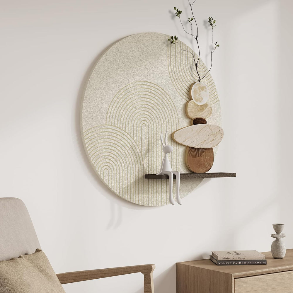 3D Textured Abstract Modern Round Wall Art Decor for Living Room, 24x24 In