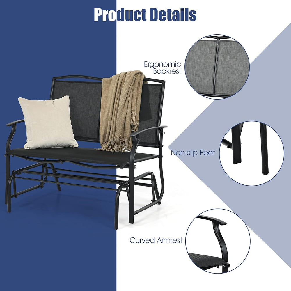 GIANTEX Patio Glider Benches for Outside, Swing Glider Chair w/Steel Frame