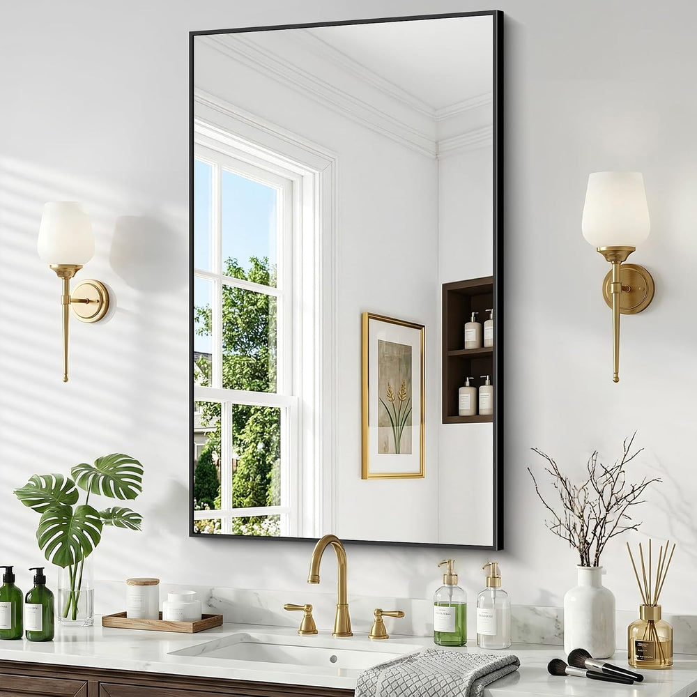 36" x 24" Bathroom Mirror, Bathroom Vanity Mirror-Black,