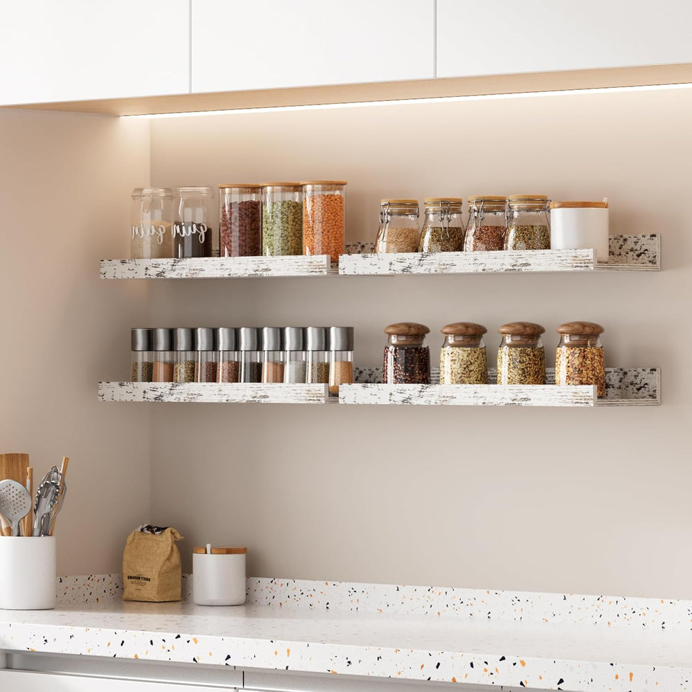 upsimples Floating Shelves for Wall Decor Storage Rustic White,6Pcs 15.7'...