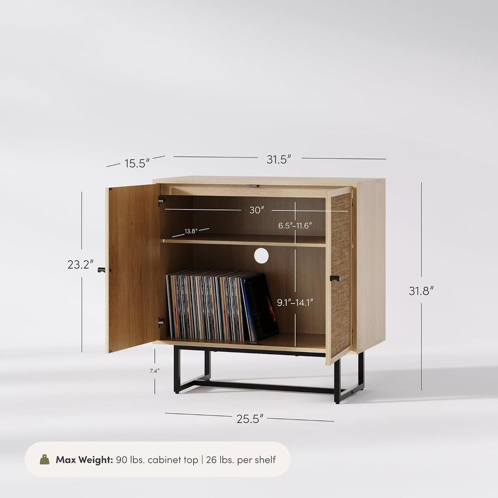 Nathan James Kova Accent Sideboard Storage Cabinet in Light Wood and Rattan w...
