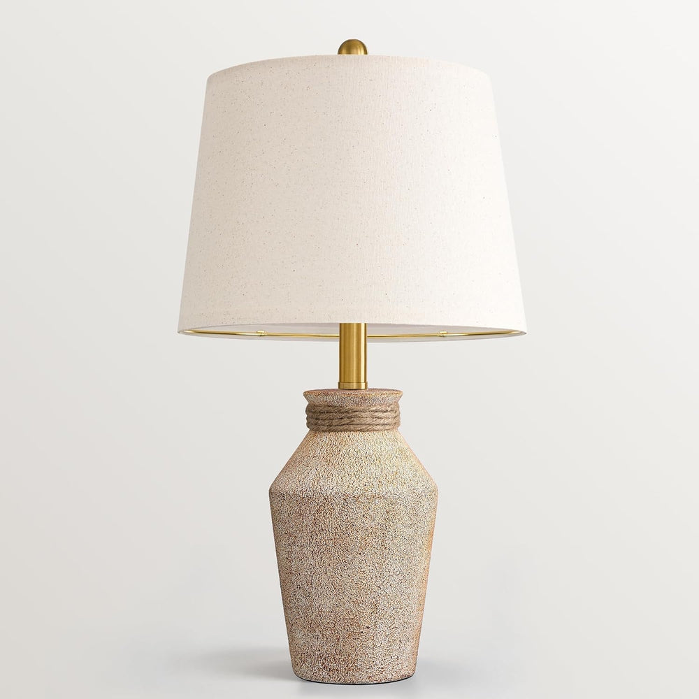 USumkky 22.5" Ceramic Table Lamp Coastal Farmhouse Bedside Lamp Sand Beige