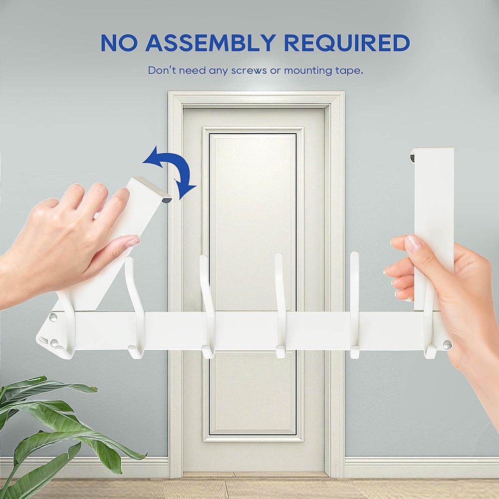 Over The Door Hooks, No Assembly Door Hanger, 2-Pack, White