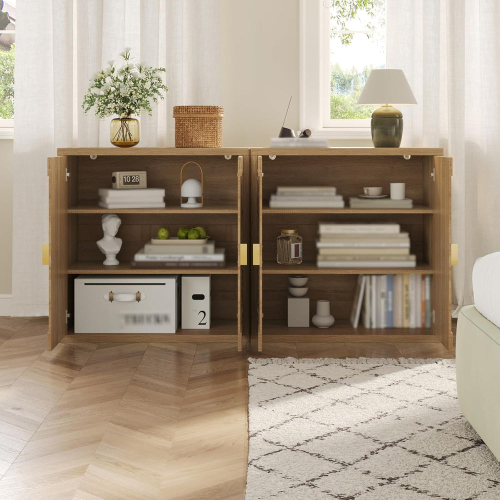 31.5" Fluted Sideboard Cabinet with Shelves & Soft-Close Doors(1,Lig...