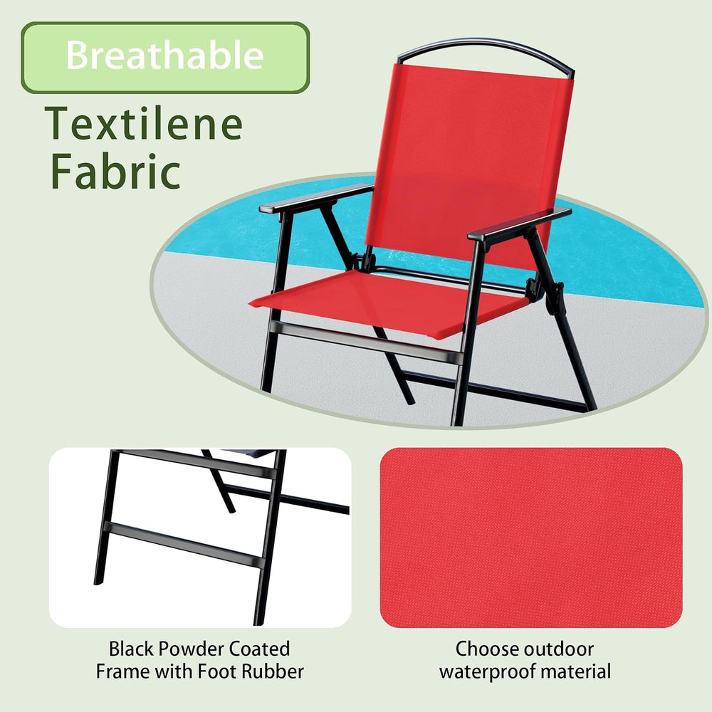 Outdoor Folding Patio Dining Chairs Set of 4 With Armrest Heavy-Duty Lightwei...